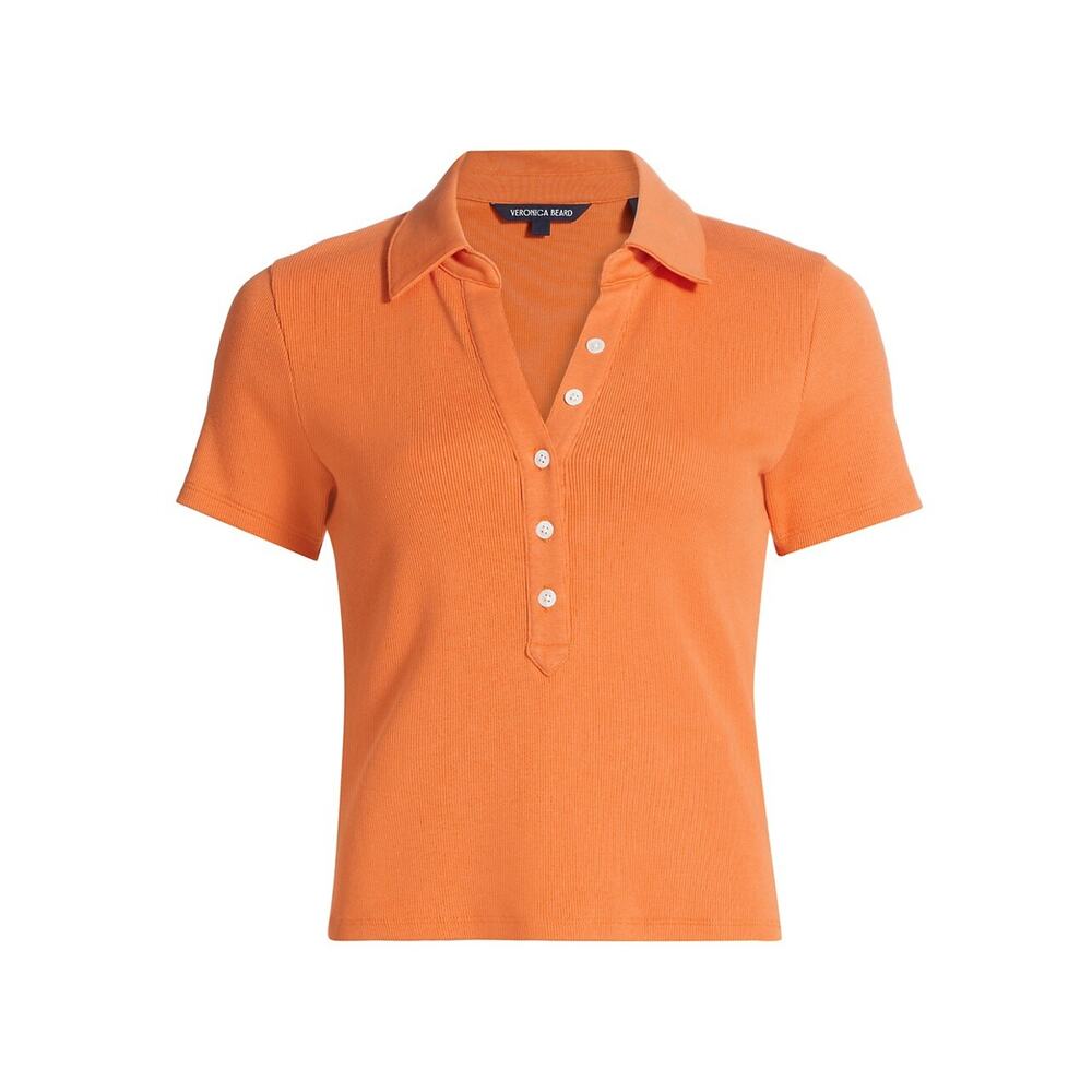 Veronica Beard 'Kearney' Orange Cotton Polo T-Shirt Size M